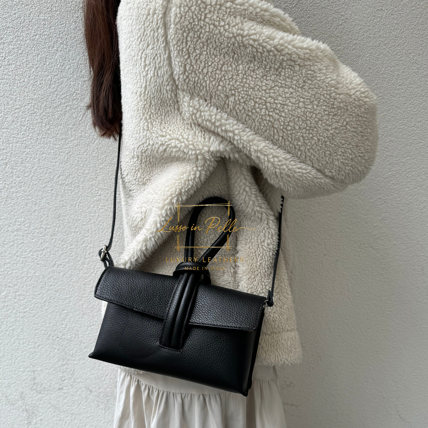 Rose Italian Versatile Leather Bag - Wrist Bag - Clutch Bag