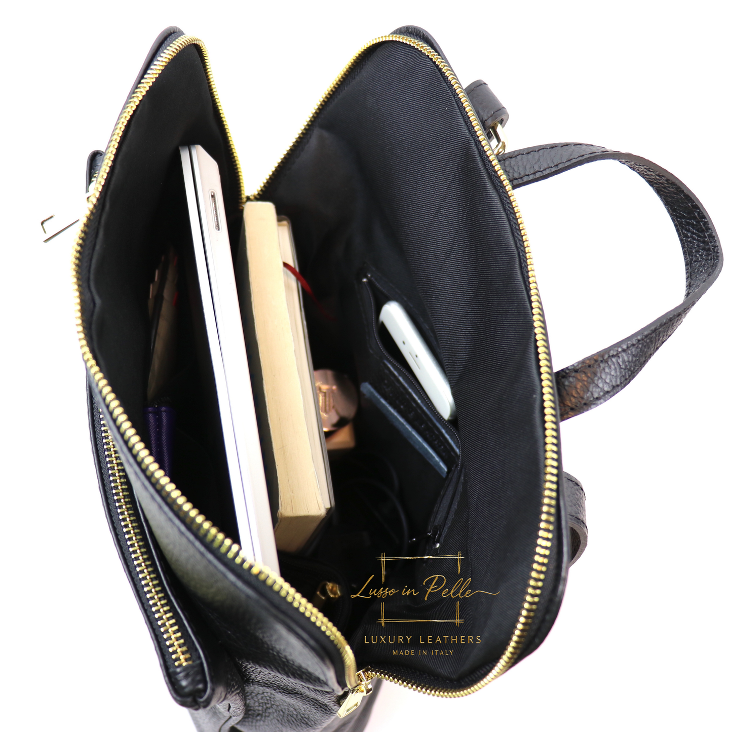 Large Versatile Italian Pebbled Leather Backpack & Crossbody Bag