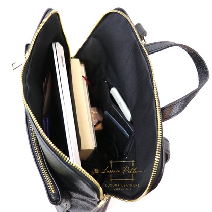 Large Versatile Italian Pebbled Leather Backpack & Crossbody Bag