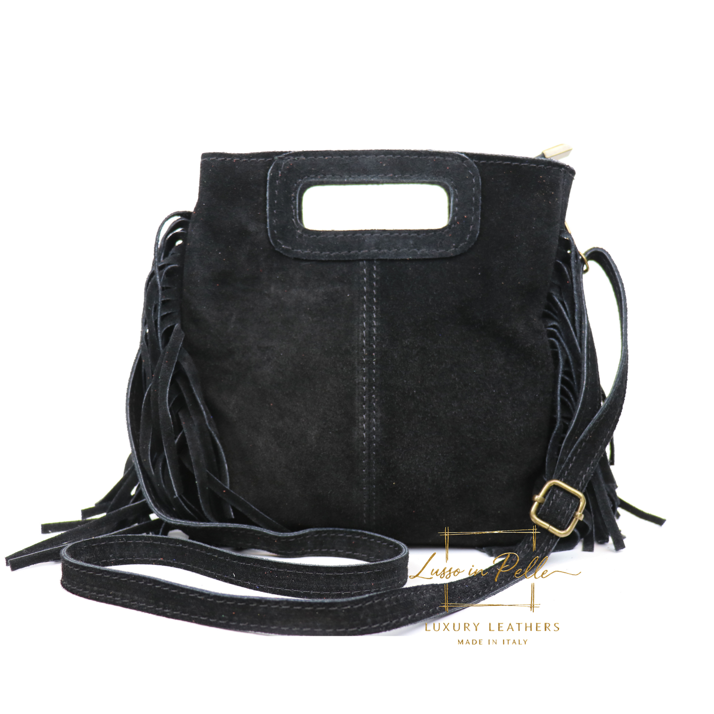 Suede Boho Tassel Crossbody Bag with Adjustable Detachable Straps