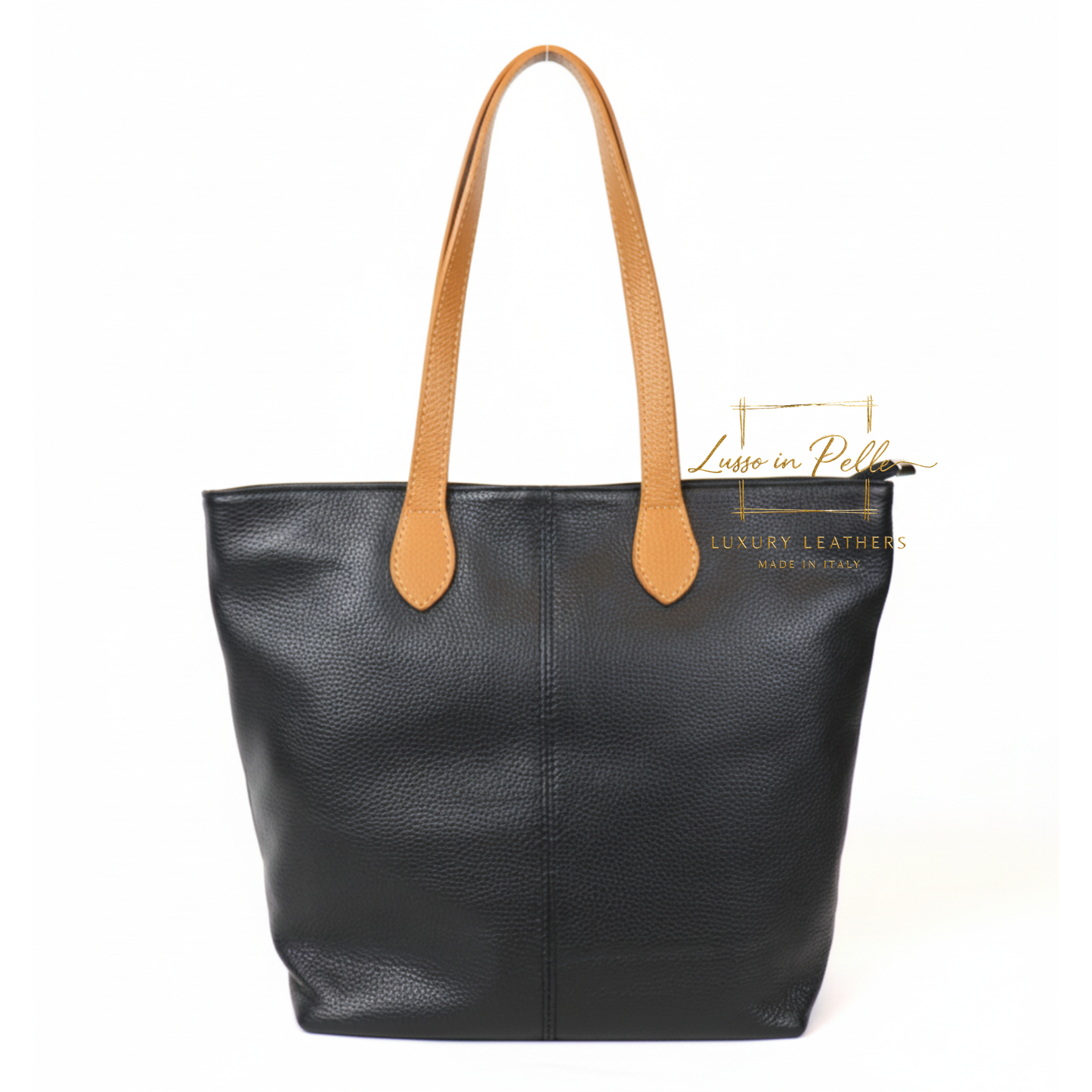 The Essential Tote (Handmade Italian Leather Shoulder Bag Tan Handle)