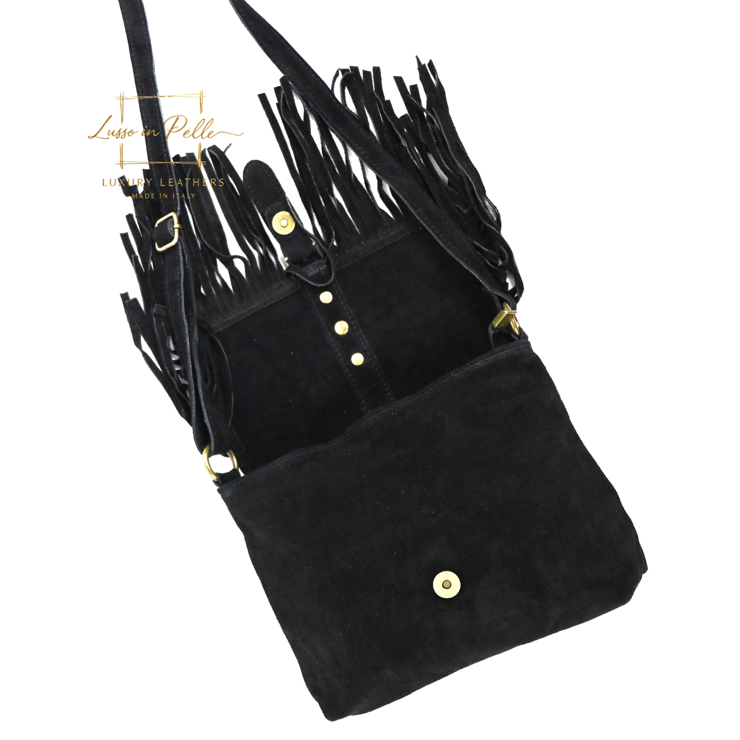 Fringe Suede Crossbody Bag with Adjustable Straps