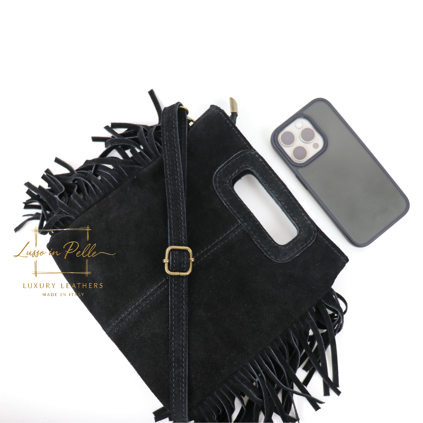 Suede Boho Tassel Crossbody Bag with Adjustable Detachable Straps