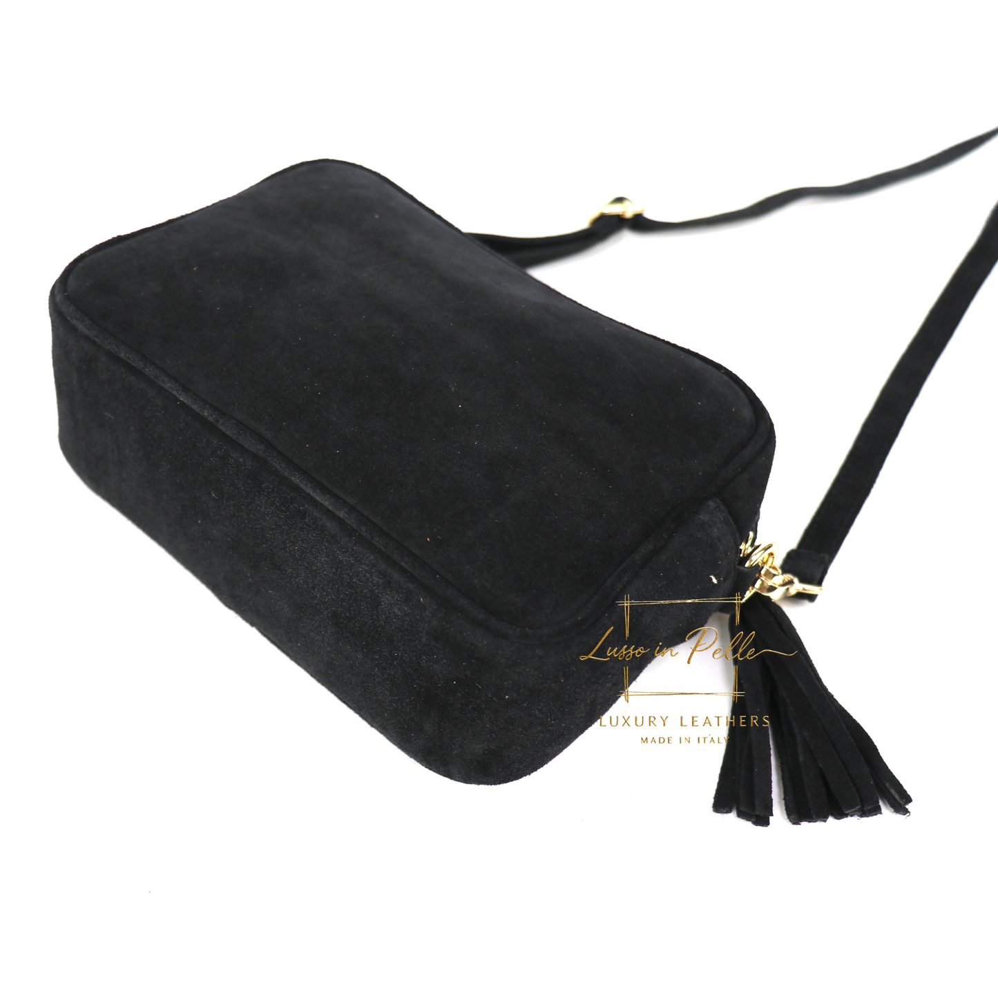 Suede Box Bag with Gold Hardware and Adjustable & Detachable Straps