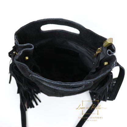Suede Boho Tassel Crossbody Bag with Adjustable Detachable Straps
