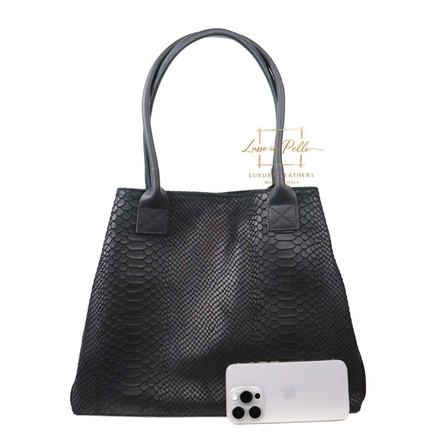 Suede Snake Print Two Style Large Shopper Bag