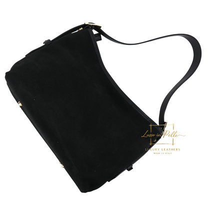 Medium Suede Handbag with Adjustable Leather Straps