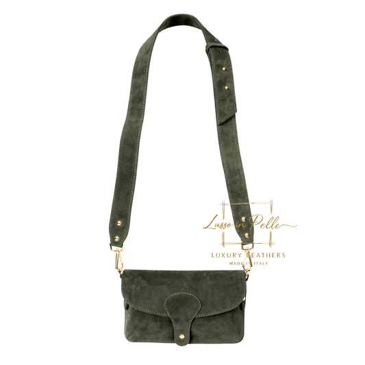 Small Suede Crossbody Bag with Wide Adjustable Strap