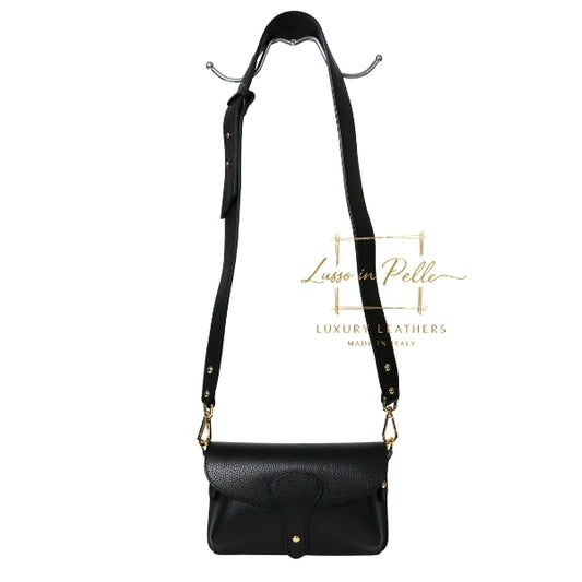 Black High Quality Italian Pebbled Leather with Gold Hardware Rectangular Bag made in Italy Minimalist Soft Girl Era Chic Bag Best Gift Idea for Women 2026 Trending Bag Ladies Choice Bag Cheap luxury nice durable  Bag