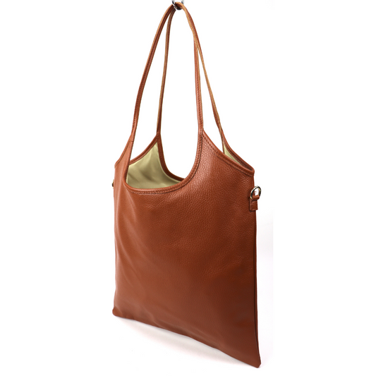 Leather Tote Bag with Crossbody Strap