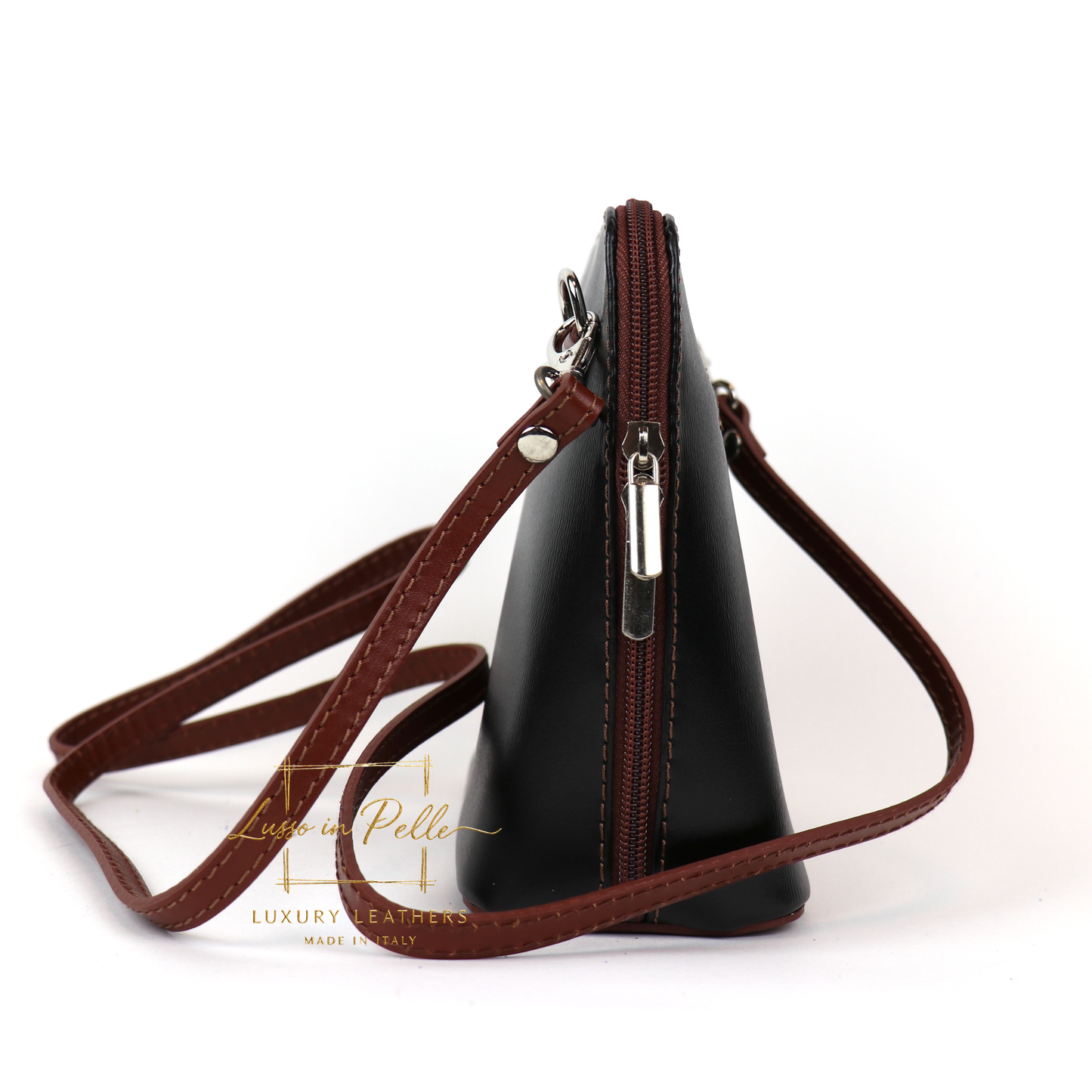 Ella Small Two-Tone Genuine Italian Leather Handbag with Detachable Straps