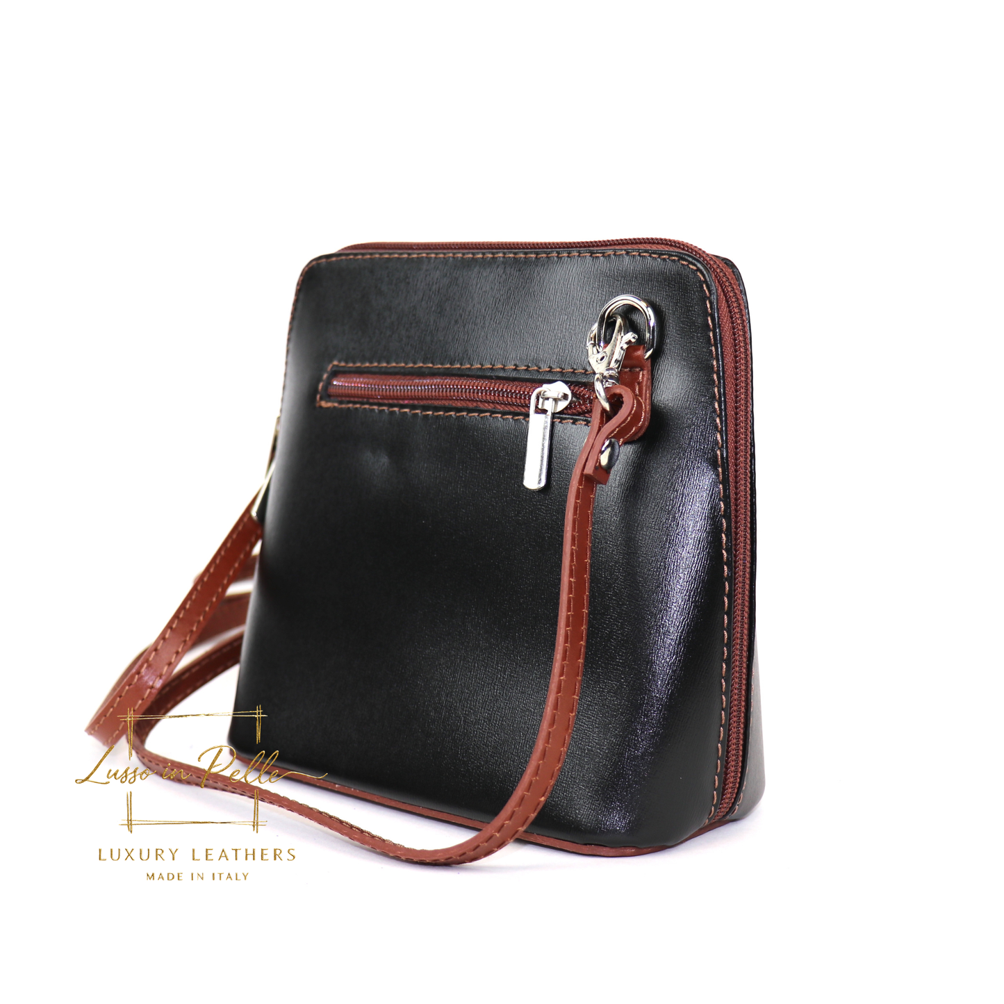 Ella Small Two-Tone Genuine Italian Leather Handbag with Detachable Straps