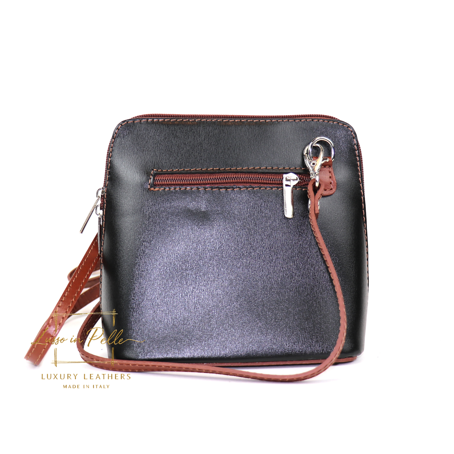 Ella Small Two-Tone Genuine Italian Leather Handbag with Detachable Straps
