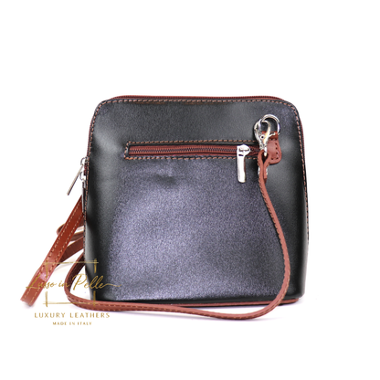 Ella Small Two-Tone Genuine Italian Leather Handbag with Detachable Straps