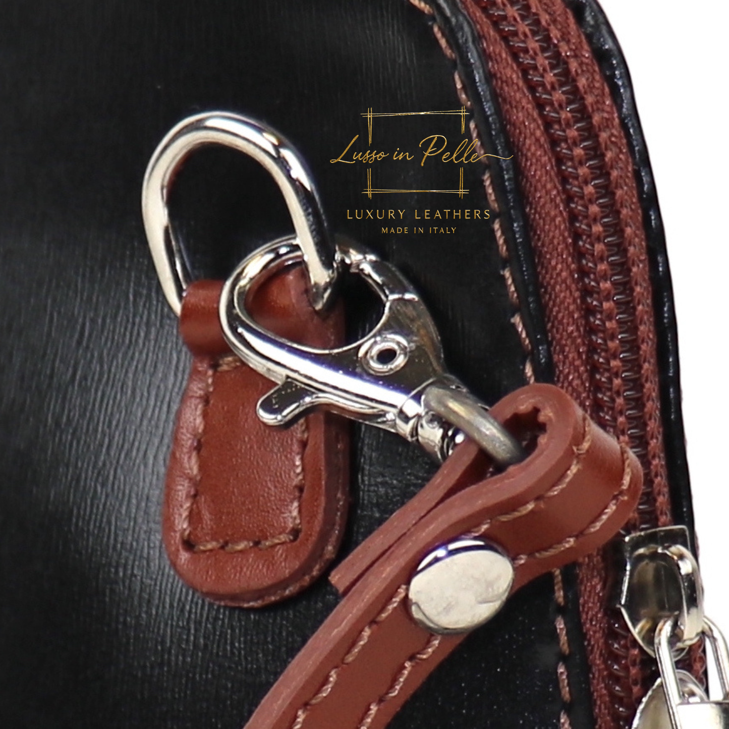 Ella Small Two-Tone Genuine Italian Leather Handbag with Detachable Straps