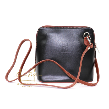 Ella Small Two-Tone Genuine Italian Leather Handbag with Detachable Straps