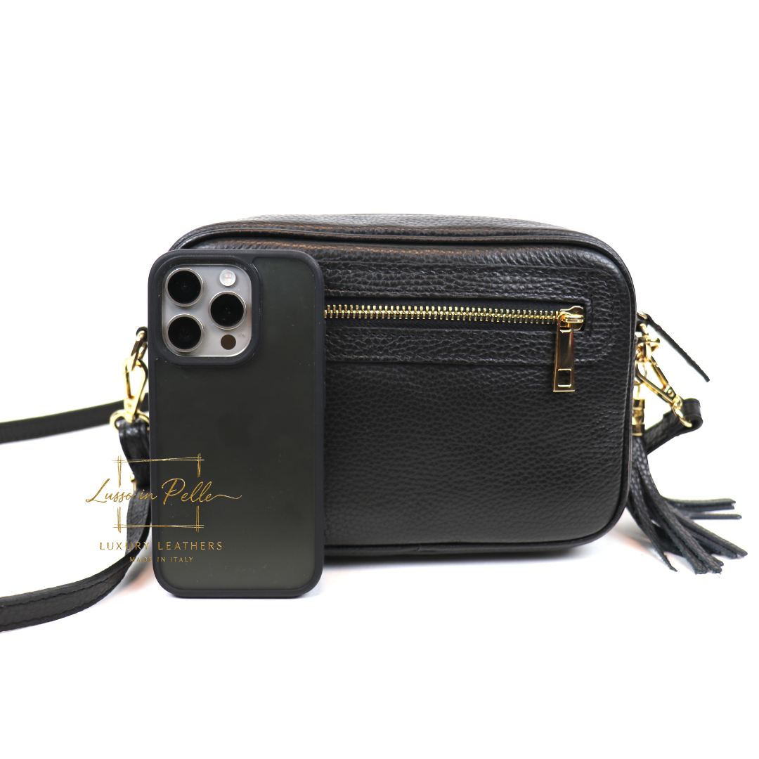 Bella Genuine Italian Pebbled Leather Box Bag