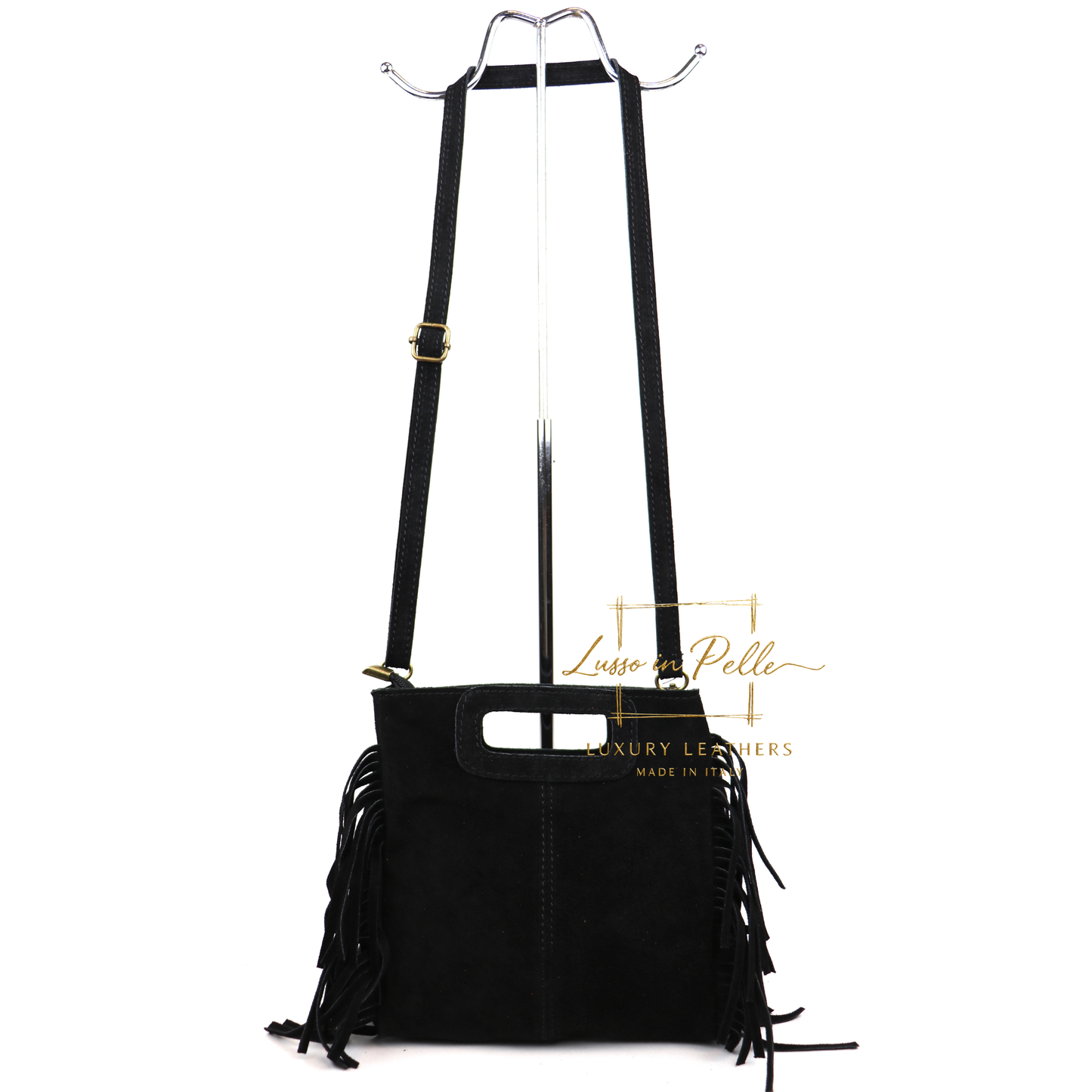 Suede Boho Tassel Crossbody Bag with Adjustable Detachable Straps