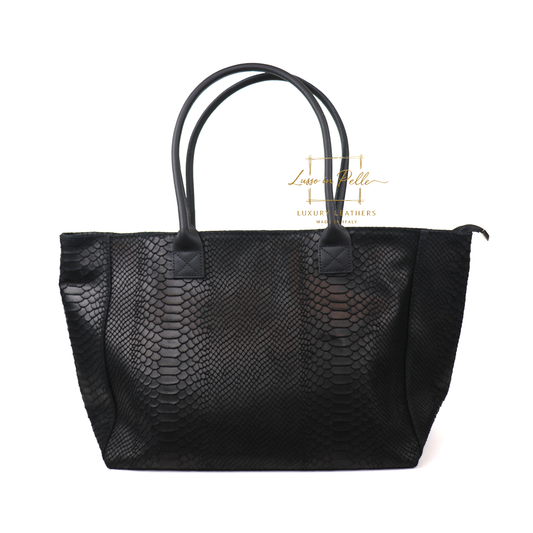 Suede Snake Print Two Style Large Shopper Bag