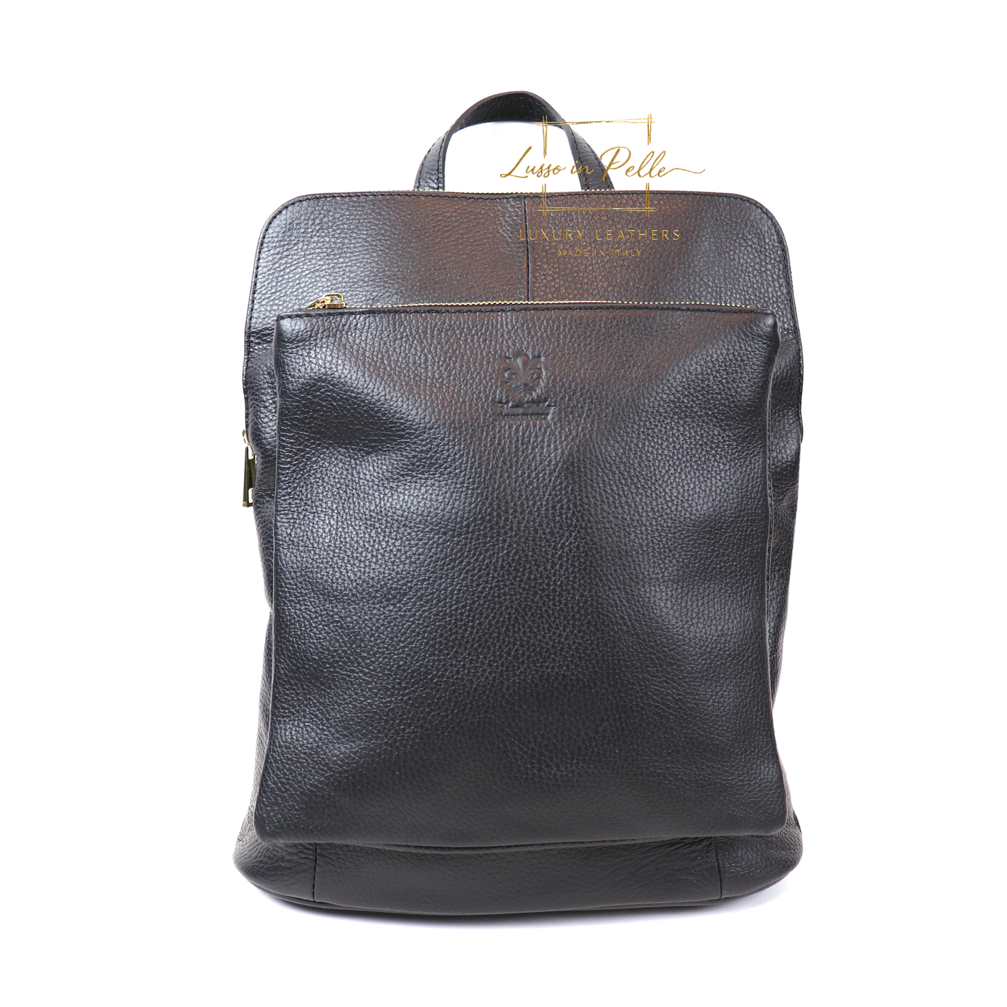Large Versatile Italian Pebbled Leather Backpack