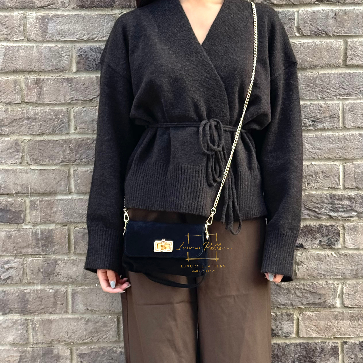 Small Suede Timeless Chic Italian Suede Clutch/Shoulder/Crossbody Bag