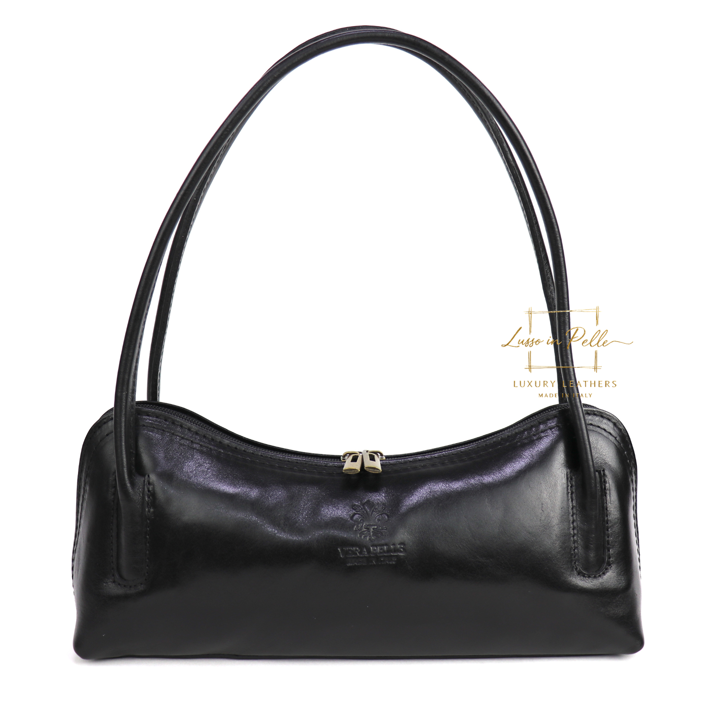 Buffered Leather Elongated Structured Florence Shoulder Bag