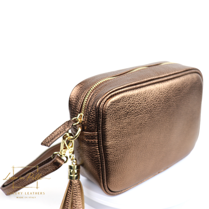 Sierra Genuine Italian Pebbled Leather Box Bag