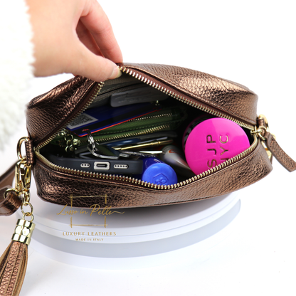 Sierra Genuine Italian Pebbled Leather Box Bag
