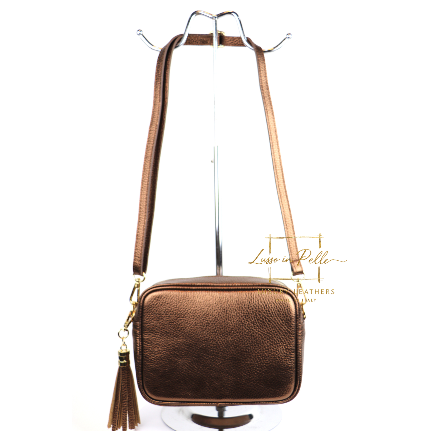 Sierra Genuine Italian Pebbled Leather Box Handbag