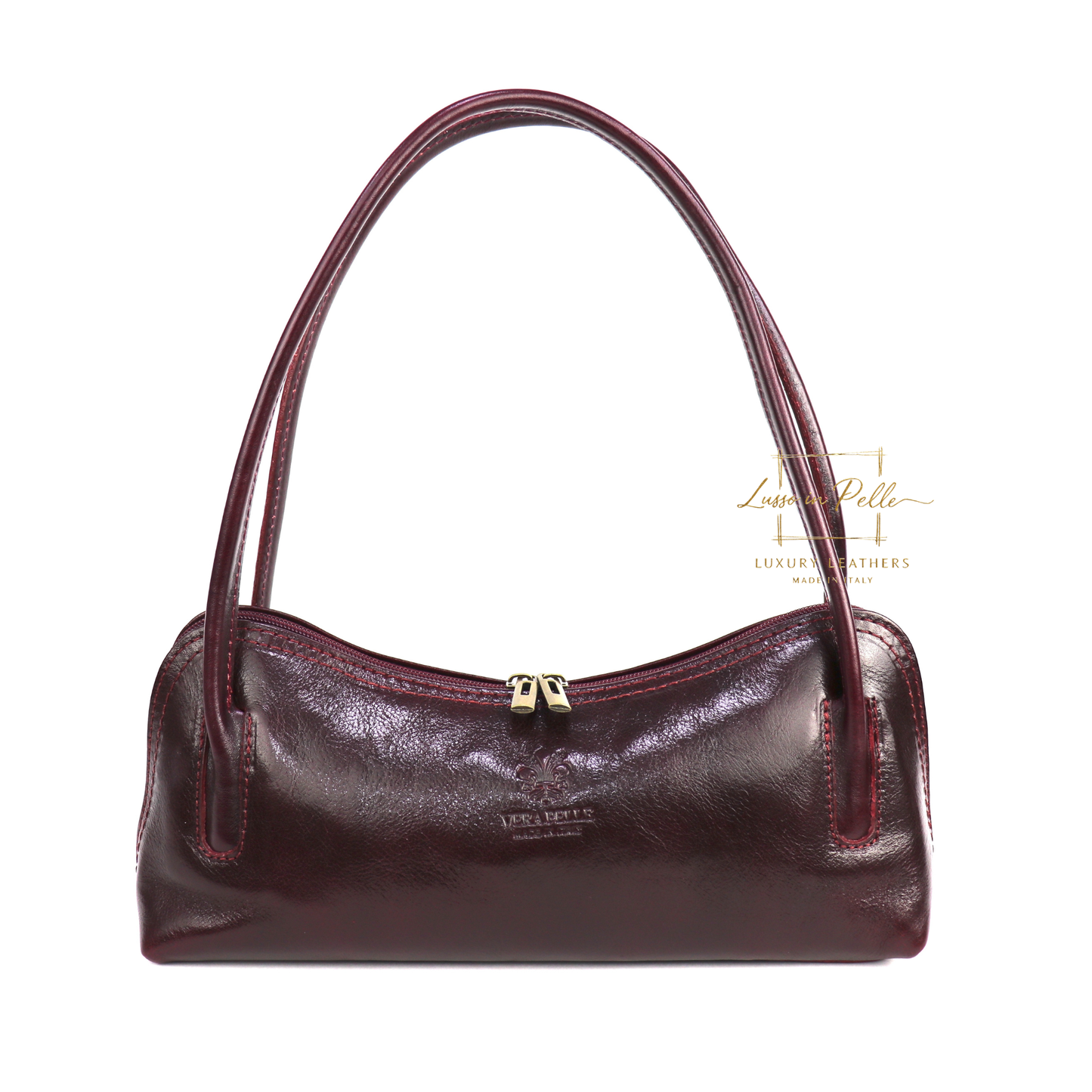 Buffered Leather Elongated Structured Florence Shoulder Bag
