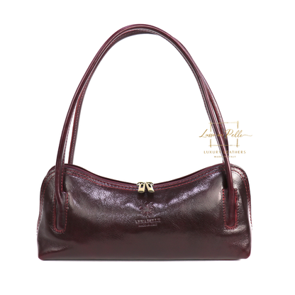 Buffered Leather Elongated Structured Florence Shoulder Bag