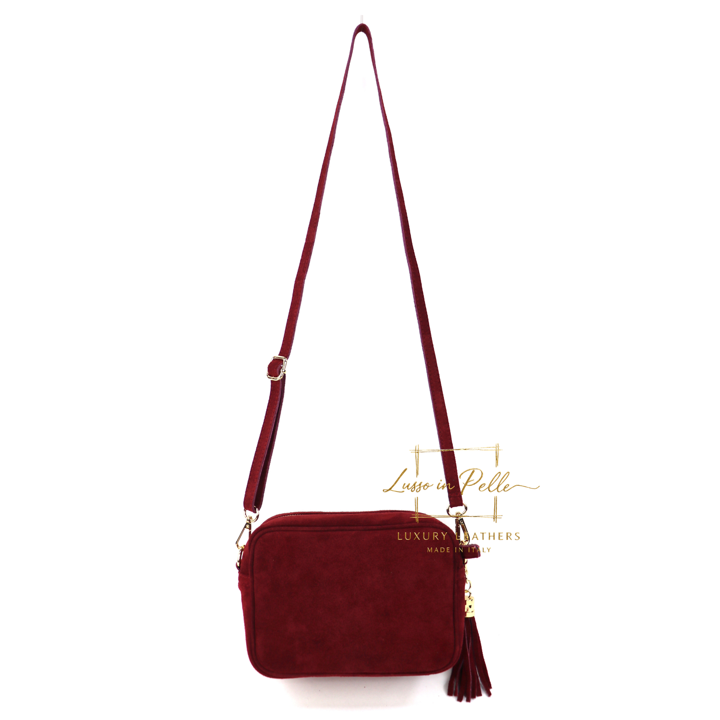 Suede Box Bag with Gold Hardware and Adjustable & Detachable Straps