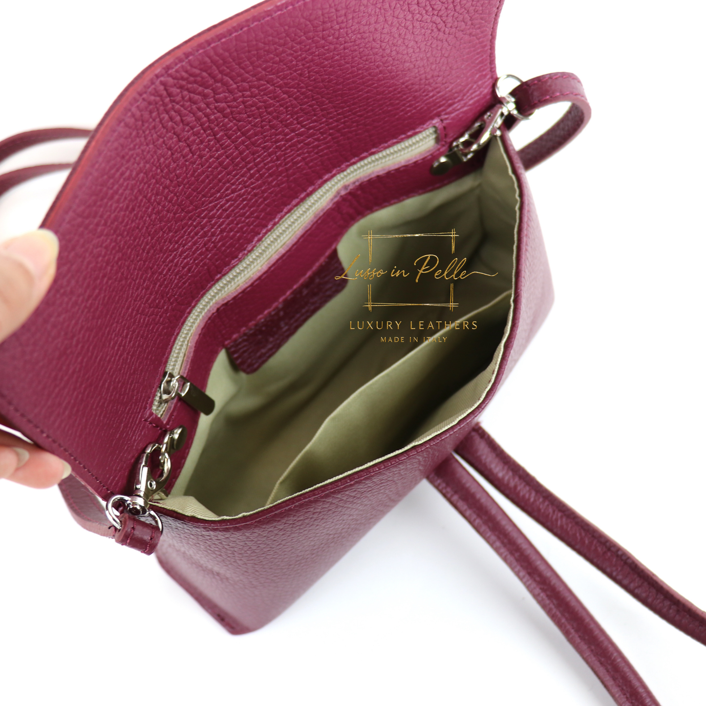 Rose Italian Versatile Leather Bag - Wrist Bag - Clutch Bag