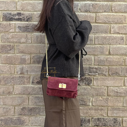 Small Suede Timeless Chic Italian Suede Clutch/Shoulder/Crossbody Bag