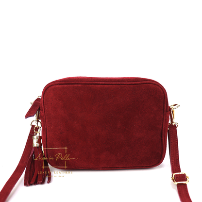 Suede Box Bag with Gold Hardware and Adjustable & Detachable Straps