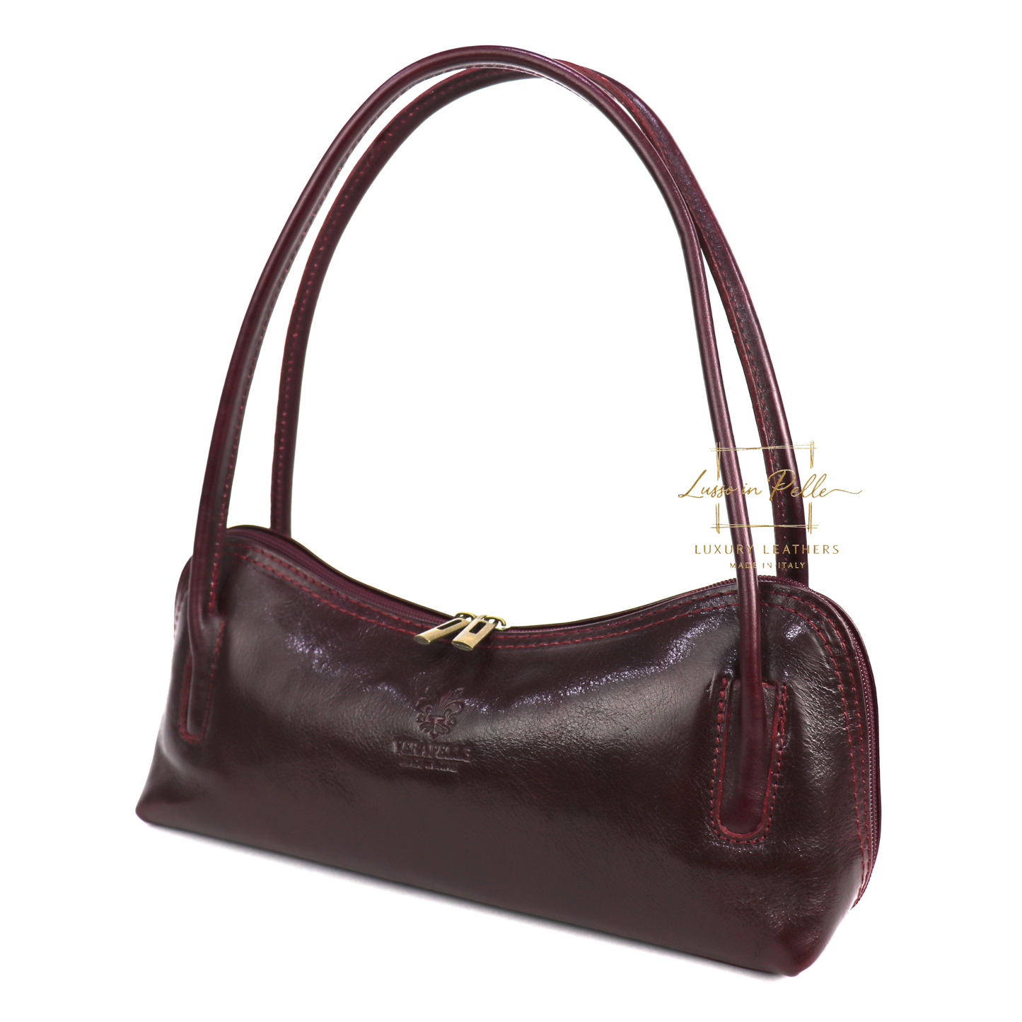 Buffered Leather Elongated Structured Florence Shoulder Bag