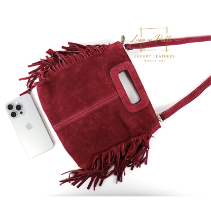 Suede Boho Tassel Crossbody Bag with Adjustable Detachable Straps