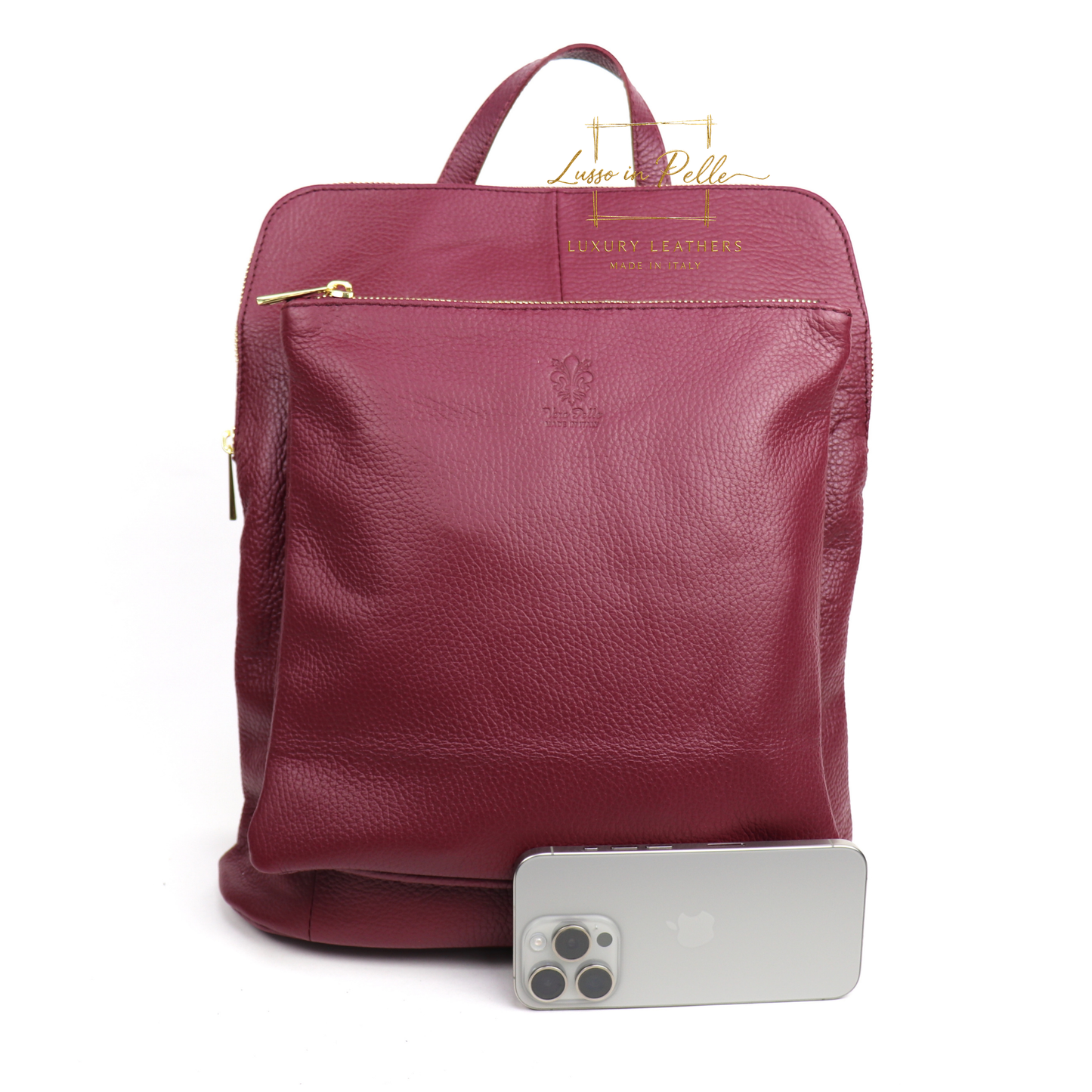 Large Versatile Italian Pebbled Leather Backpack & Crossbody Bag