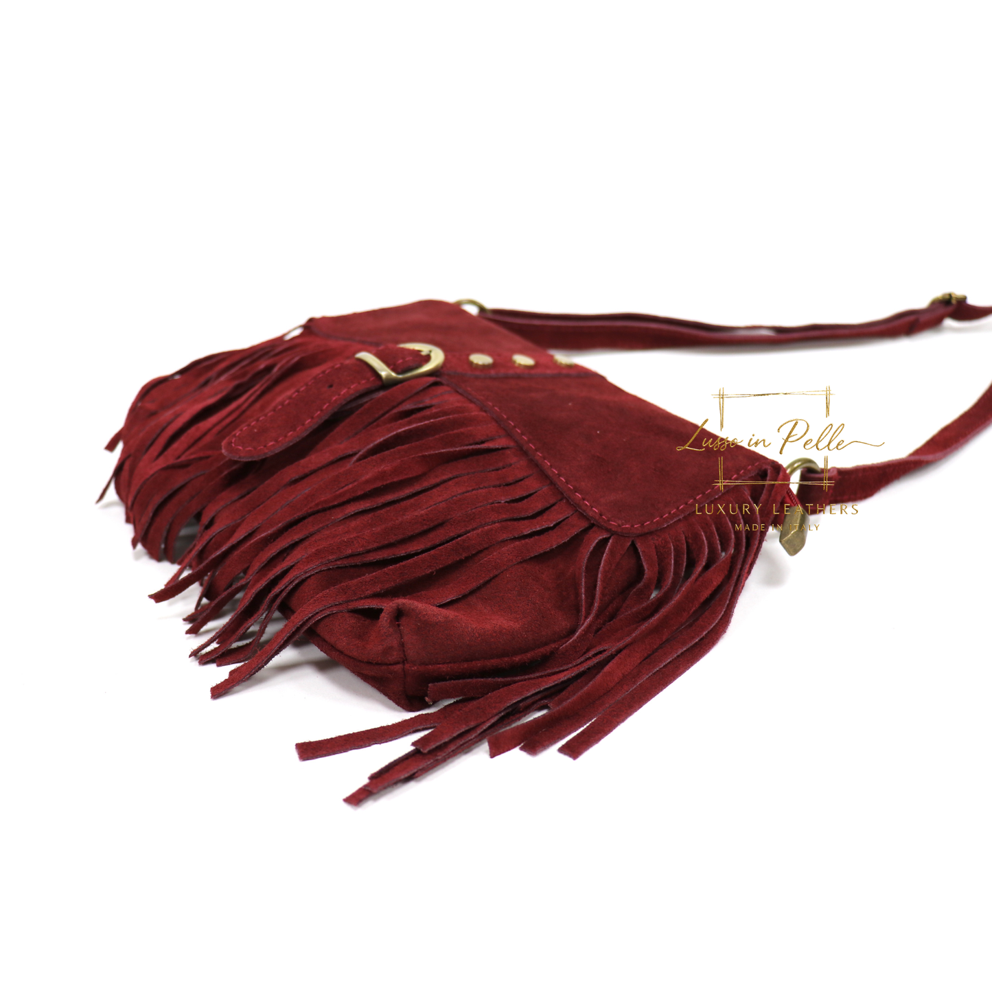 Fringe Suede Crossbody Bag with Adjustable Straps