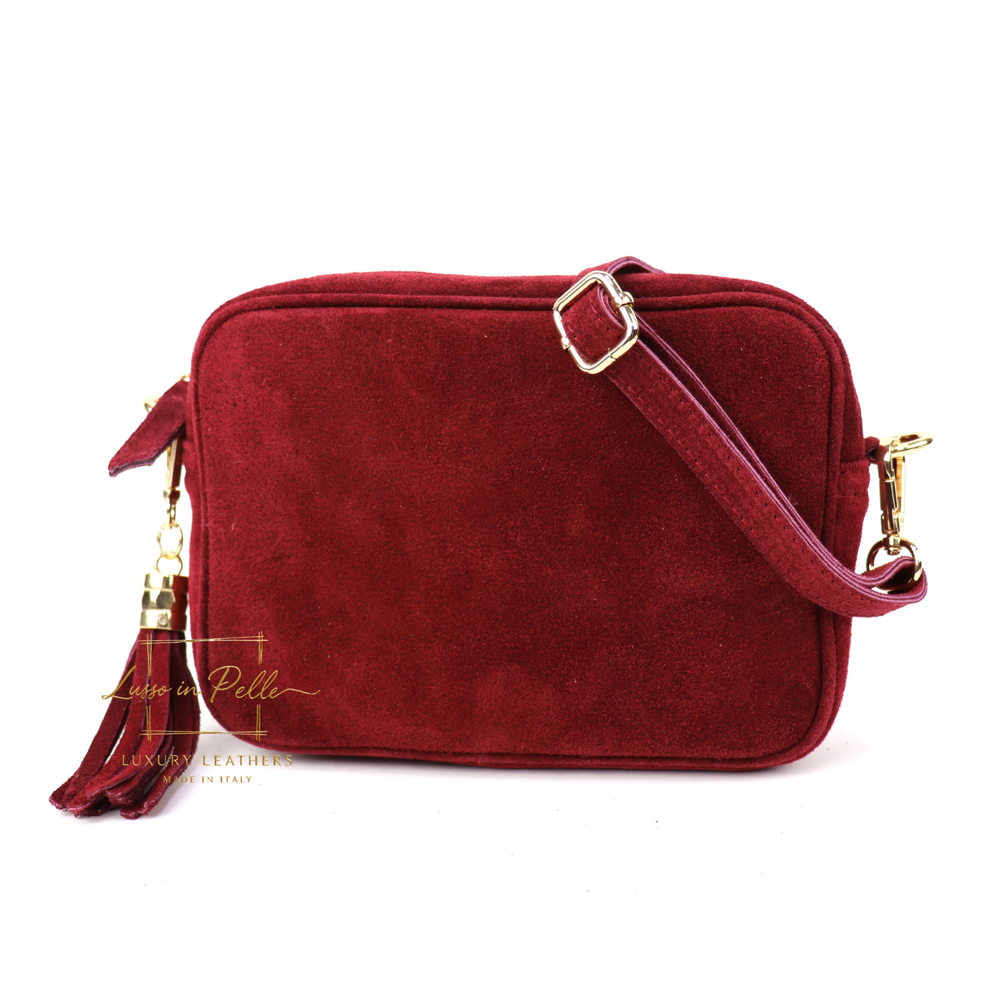 Suede Box Bag with Gold Hardware and Adjustable & Detachable Straps