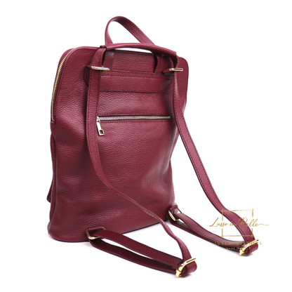 Large Versatile Italian Pebbled Leather Backpack & Crossbody Bag