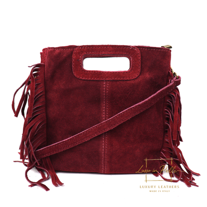 Suede Boho Tassel Crossbody Bag with Adjustable Detachable Straps