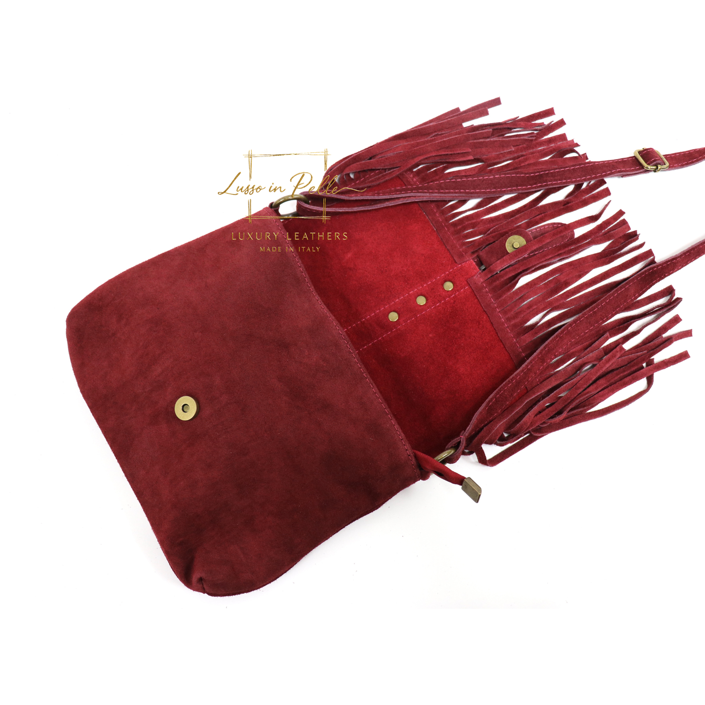 Fringe Suede Crossbody Bag with Adjustable Straps