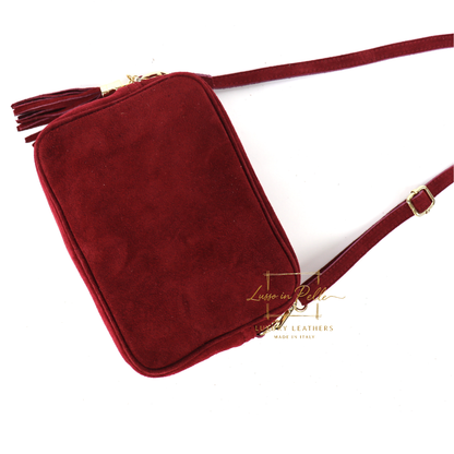 Suede Box Bag with Gold Hardware and Adjustable & Detachable Straps