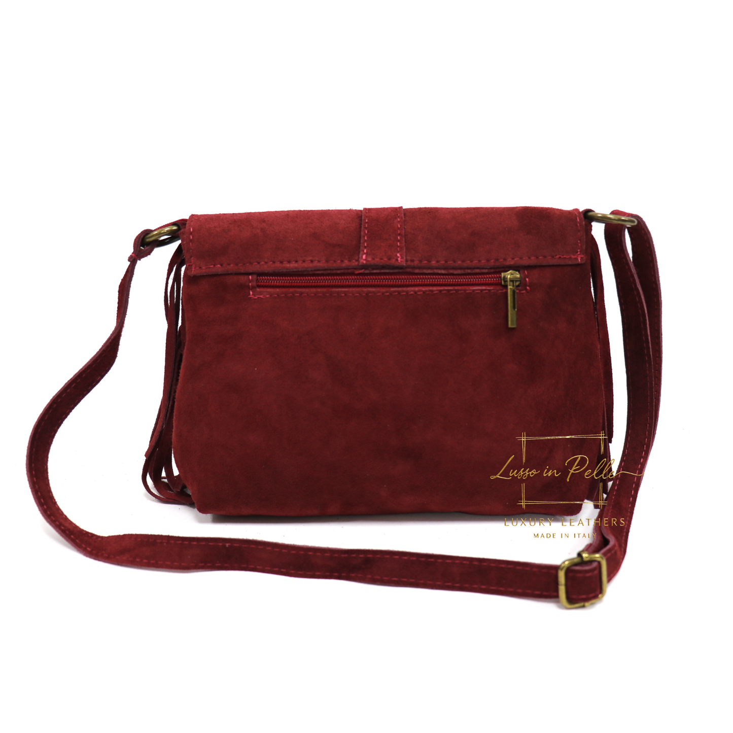 Fringe Suede Crossbody Bag with Adjustable Straps