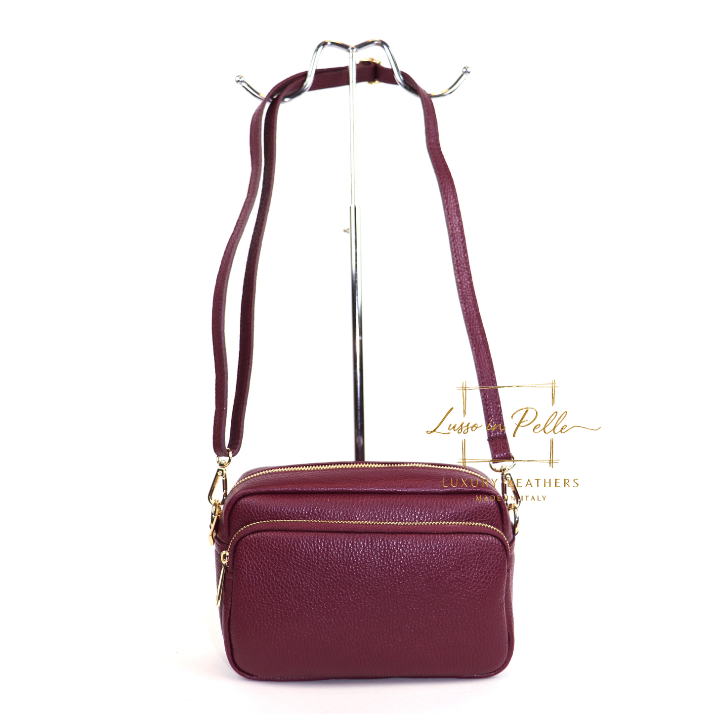 Double Zip Genuine Italian Leather Handbag