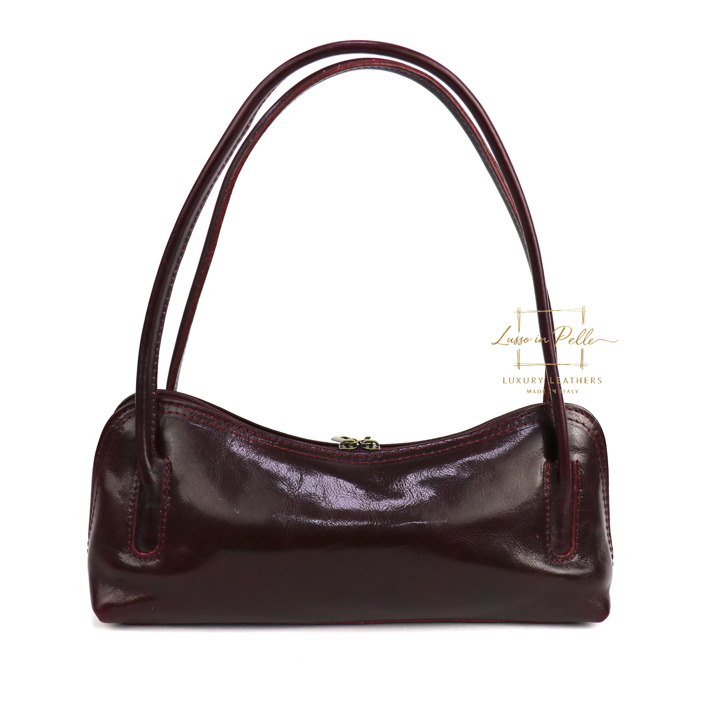 Buffered Leather Elongated Structured Florence Shoulder Bag