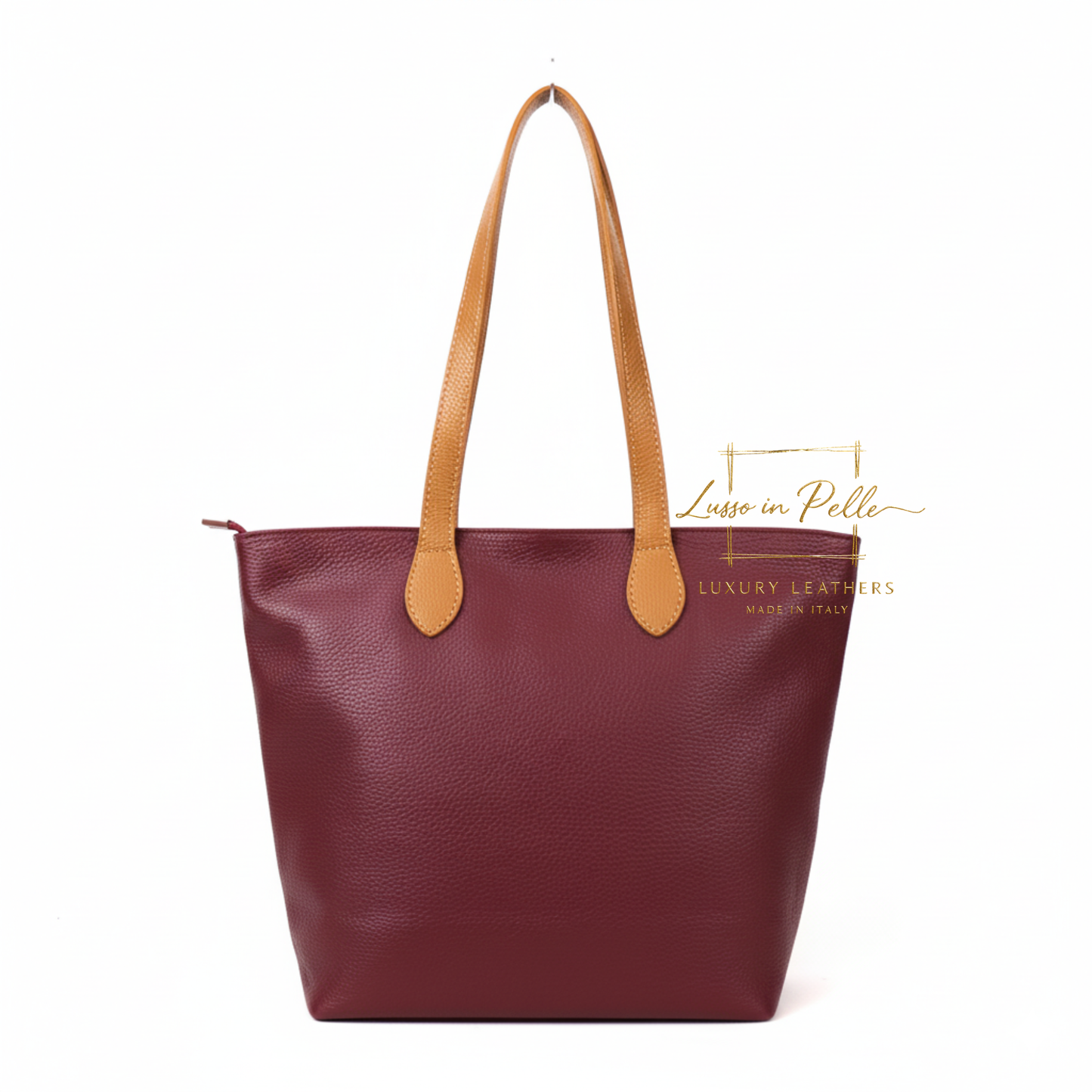 The Essential Tote (Handmade Italian Leather Shoulder Bag Tan Handle)