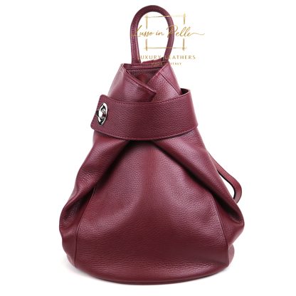 Fold-over Pebbled Leather Backpack
