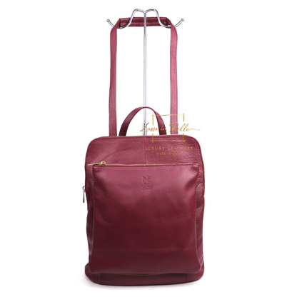 Large Versatile Italian Pebbled Leather Backpack & Crossbody Bag